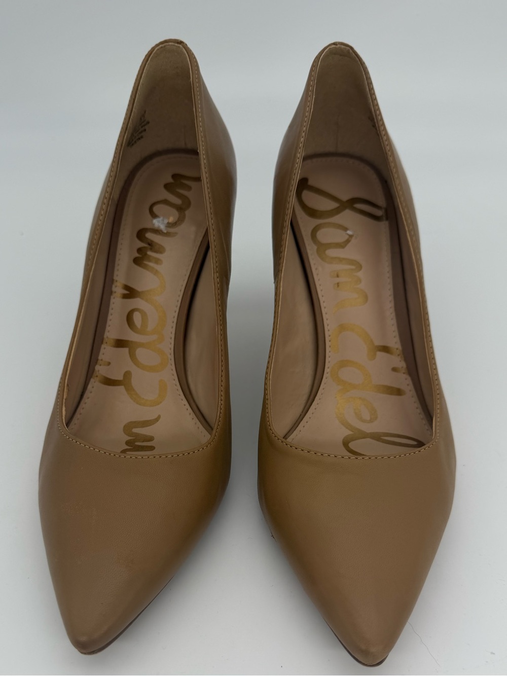 Sam Edelman Tristan Tan Nude Leather Pointed Toe Pumps Size 8.5 - Picture 2 of 10